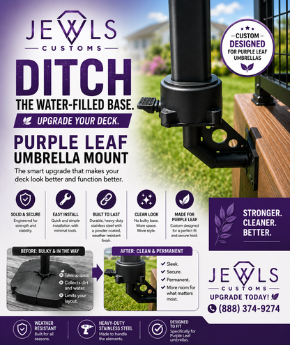JEWLS SUPER HEAVY DUTY Deck Umbrella Mount - Fits Purple Leaf